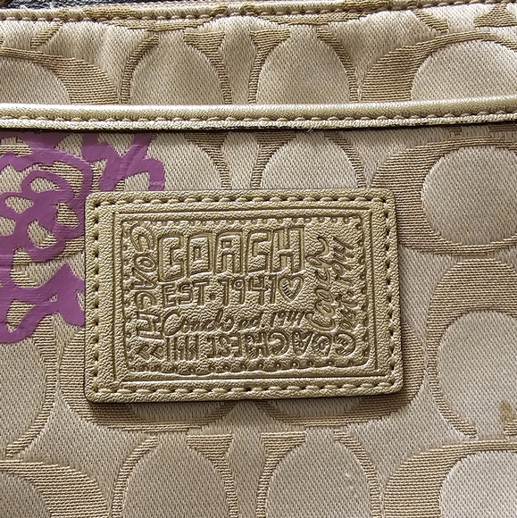 Coach Daisy Floral print Y2K Cream canvas Signature Swing Poppy Crossbody EUC - Picture 2 of 16